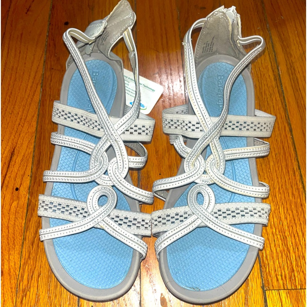 Blue and gray Baretraps outdoor sandals
